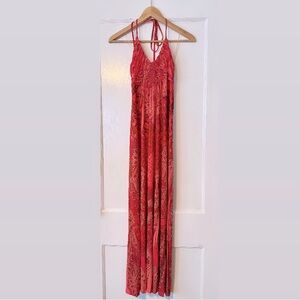 L8teR Pink Boho Halter Maxi Dress Size Large
